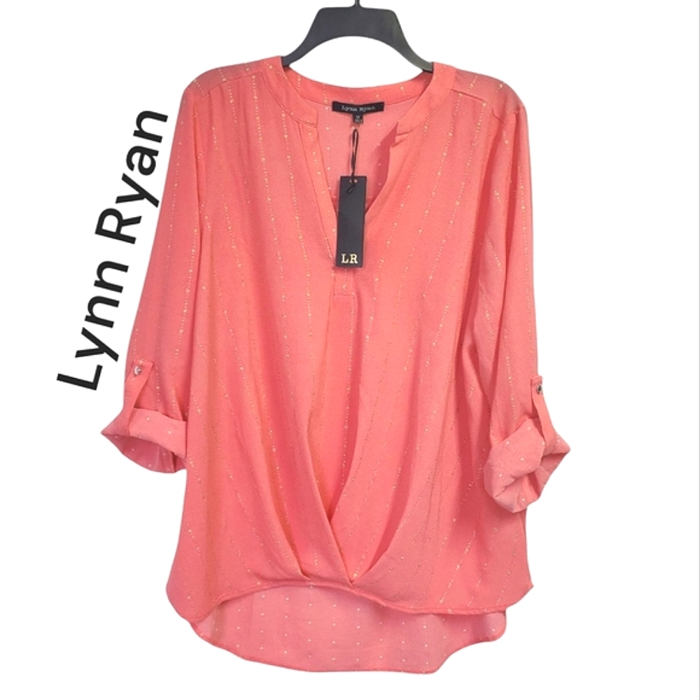 NWT Lynn Ryan Women's Top Coral / Gold Size 1X